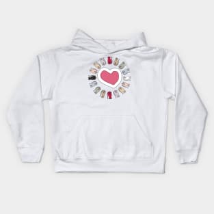 Cats Circle Heart Valentine Kids Hoodie